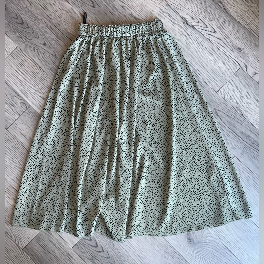 Green Animal Print Knee Length Skirt